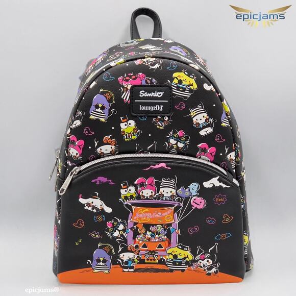 Loungefly Hello Kitty And Friends Halloween Costumes Black Mini Backpack Bag New - Picture 1 of 5